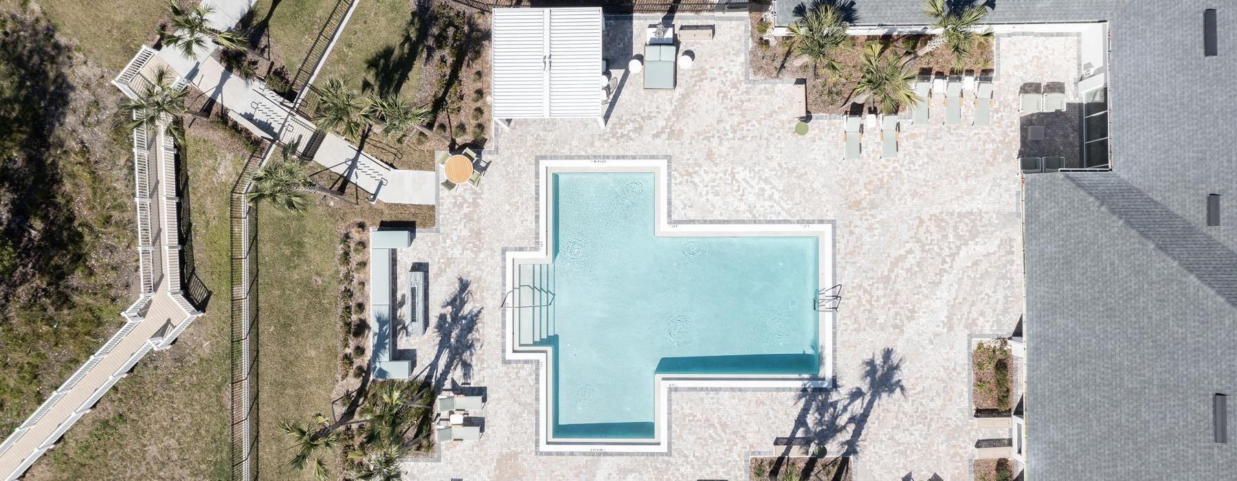 a building with a pool